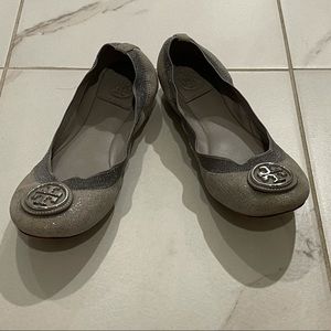 Tory Burch Caroline Metallic Suede Ballet Flats